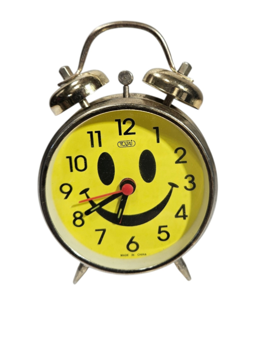 Tozai Smiley Face Twin Bell Alarm Clock Vintage Emoji Clock For Repair